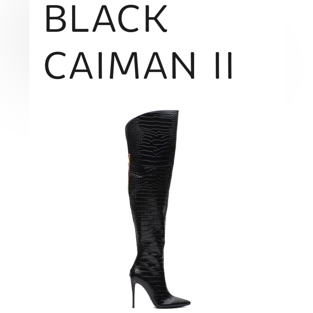 JENIFERLE BLACK CAIMAN CROCODILE BOOT